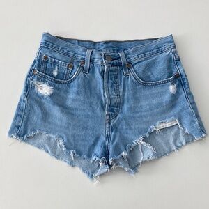 Levi’s 501 Blue Distressed Denim Women Shorts
